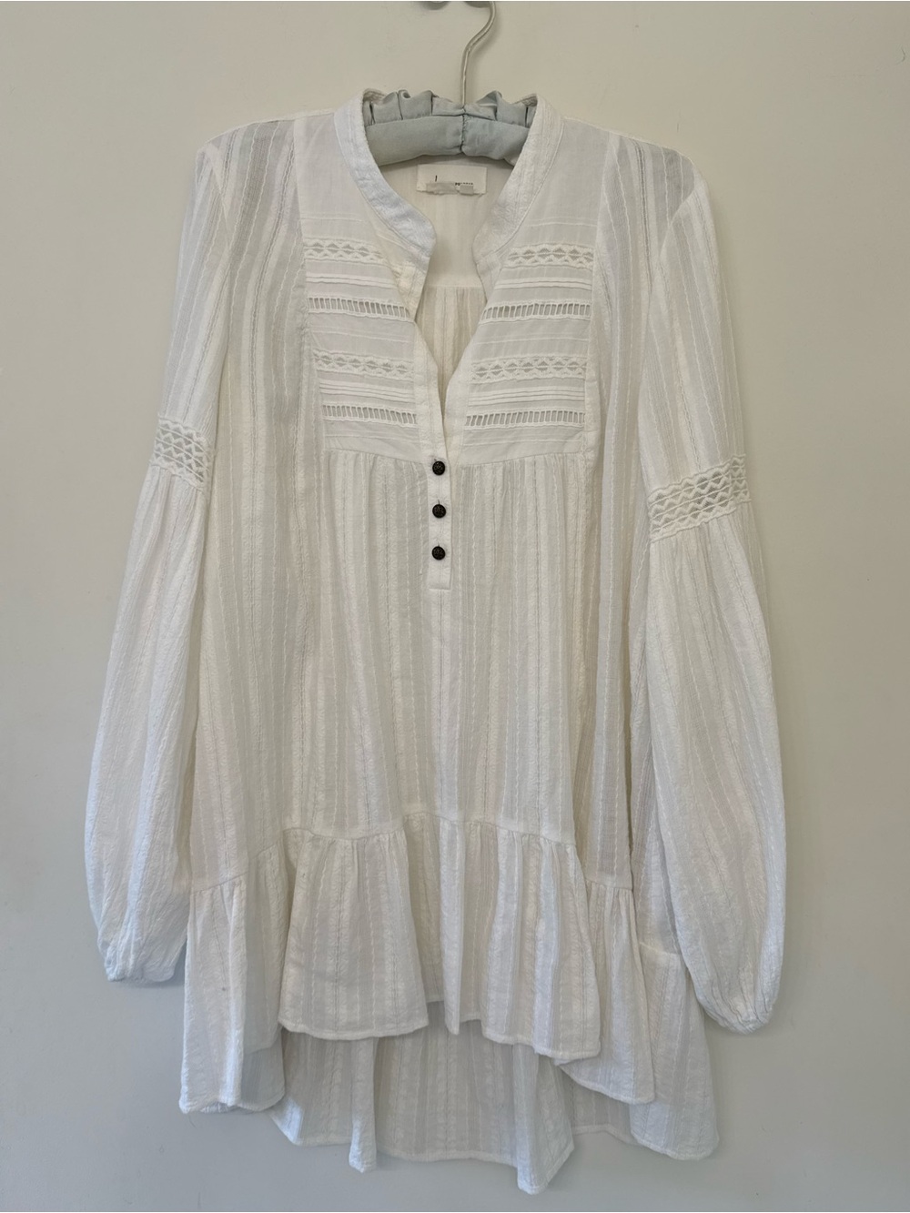 Anthropologie White Textured Peasant Tunic